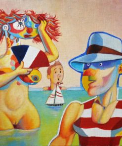 Luis V. Ortés - "Carnaval en Cannes" pintura oleo sobre lienzo, enmarcado