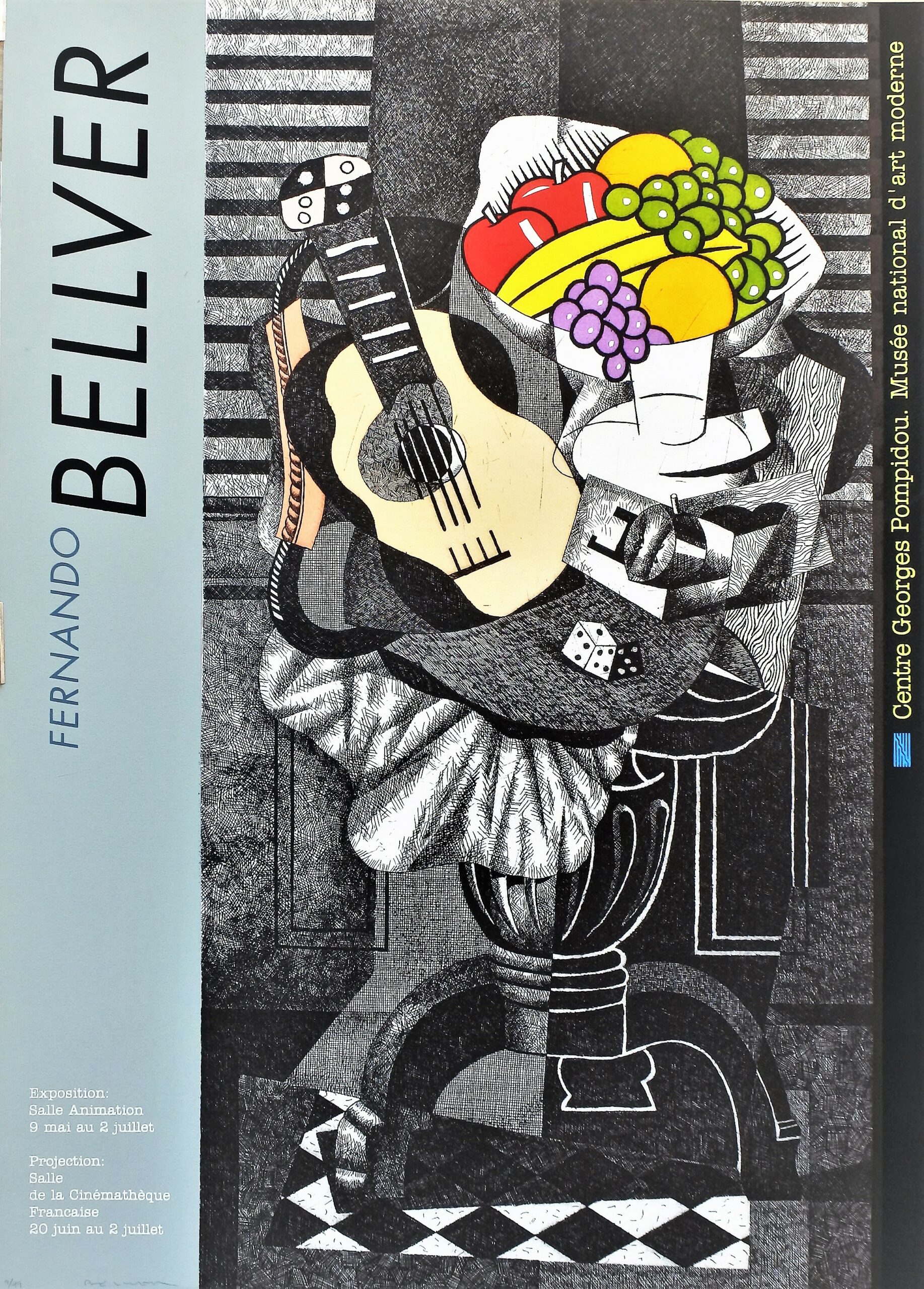 Fernando Bellver - "Bodegón Centre Georges Pompidou" grabado aguafuerte iluminado a mano