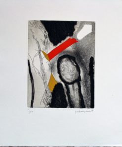 Guinovart Josep - "Rojo transversal" grabado aguafuerte iluminado a mano con guaix