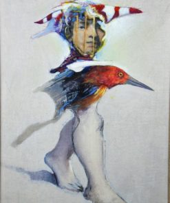 Luis V. Ortés - "El Maestro III" oleo y collage lienzo pegado a madera, enmarcado