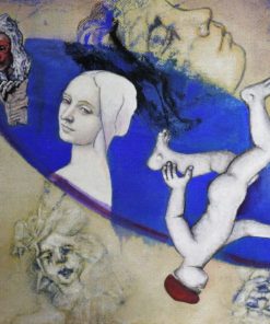 Luis V. Ortés - "La barquilla de Caronte" oleo acrílico y collage sobre lino, enmarcado