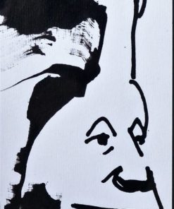 Javier Pagola - "Cabeza de pensar" dibujo tinta cartulina, enmarcado