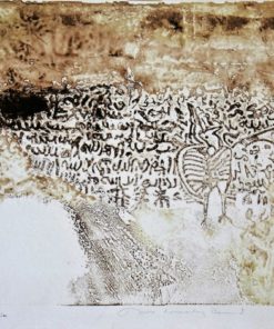 Rashid Diab - "Ave en el muro" grabado
