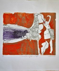 Rashid Diab - "Dar de comer a un pájaro mujer" grabado