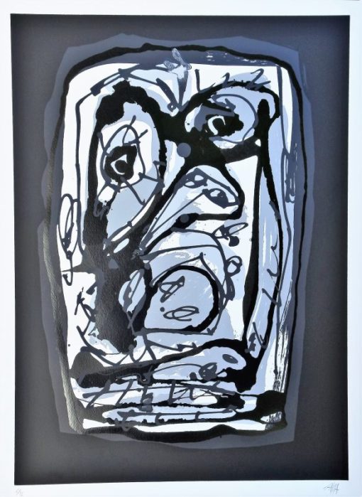 Antonio Saura - "Rostro V" serie Marzales, serigrafía