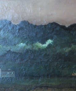 Anónimo - "Paisaje verde de montaña" pintura oleo sobre tablex