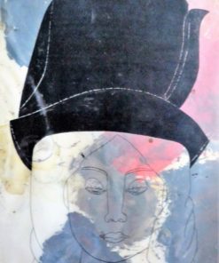 Eduardo Arroyo 2001 - "Elizabeth Sidel I" original técnica mixta papel, enmarcado