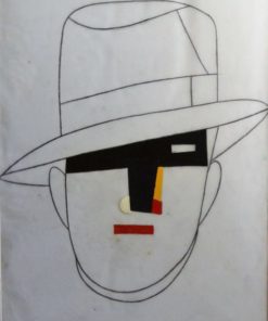 Eduardo Arroyo 2003 - "Fausto" dibujo original técnica mixta y collage sobre papel acetato, enmarcado