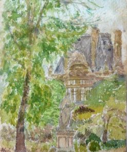 C. Chaumart - "Vistas del Chateau" dibujo acuarela papel, enmarcado
