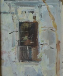 Lolon Malcroma Grete - "El balcón" pintura oleo tablex, enmarcado