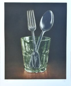 Ramiro Undabeytia - "Algo de comer" grabado mezzotinta