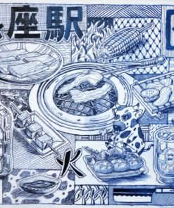 Fernando Bellver - "Oishi series, grilled meat food" dibujo original grafito sobre acetato papel