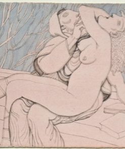 Manuel Alcorlo - "Abelardo y Eloisa I" dibujo tinta y acuarela papel, enmarcado