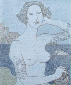 Manuel Alcorlo - "Esperando a Ulises" dibujo técnica mixta papel, enmarcado