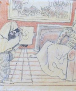 Manuel Alcorlo - "Fotógrafo de época II" dibujo técnica mixta papel, enmarcado
