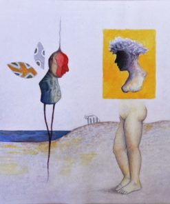 Luis V. Ortés - "El angel de Alejandría II" dibujo lapiz acuarela y acrílico papel, enmarcado