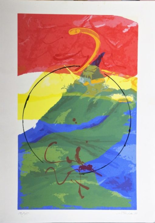 Salvador Victoria - "Círculo sobre paisaje verde" litografía