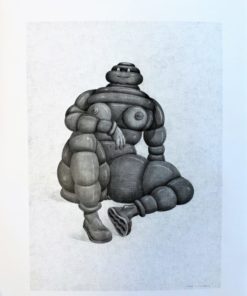 Fernando Bellver - "Michelina sentada en el suelo de frente" dibujo lápiz grafito papel, enmarcado