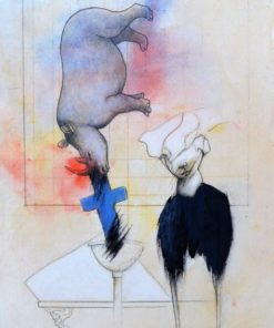 Luis V. Ortés - "Furtivo" dibujo técnica mixta papel, enmarcado