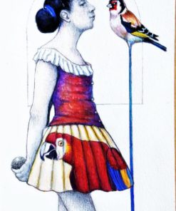 Luis V. Ortés - "Giovane Ballerina" dibujo técnica mixta papel, enmarcado