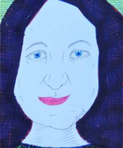 Javier Pagola - "Mujer sonriente" dibujo tinta y acrílico papel, enmarcado