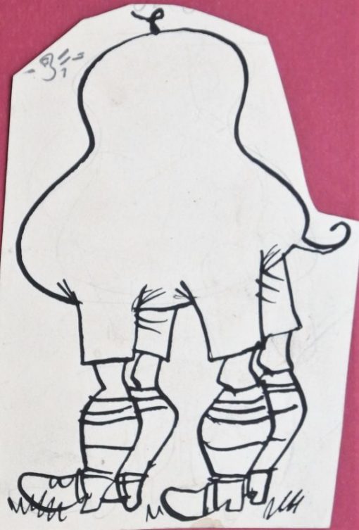 Lorenzo Goñi - "Futbol a cuatro patas" dibujo tinta papel, enmarcado