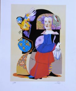 Luis V. Ortés - "La infanta y su pájaro" impresión offset litografico