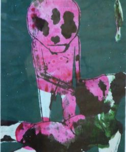 Javier Pagola - "Personaje morado de las sombras" dibujo técnica mixta papel, enmarcado