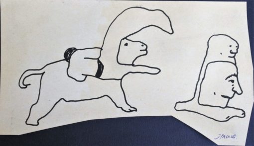 Javier Pagola - "Salto gayola y espectadores" dibujo tinta papel, enmarcado