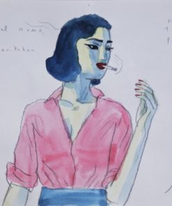 Javier de Juan - "Sus ojos buscaban el humo...", dibujo original lápiz y acrílico papel