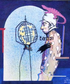 Luis V. Ortés - "Astrónomo" pintura técnica mixta sobre lienzo, enmarcado
