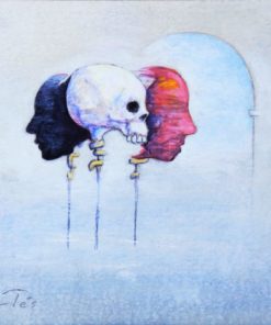 Luis V. Ortés - "Los disidentes de la laguna Estigia" técnica mixta sobre cartulina, enmarcado