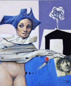 Luis V. Ortés - "Musa" pintura acrílico y collage sobre lienzo, enmarcado