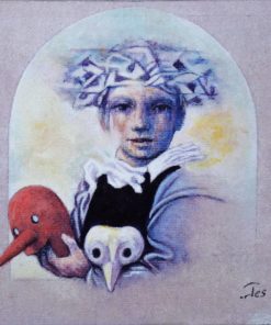 Luis V. Ortés - "Personaje y máscaras" pintura técnica mixta sobre lino, enmarcado