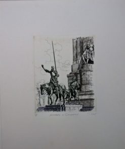 Pozas - "Monumento a Cervantes, Madrid" grabado