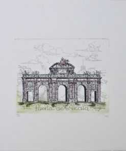 Pozas - "Puerta de Alcalá, Madrid" grabado