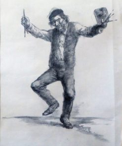 Juan Barba - "Alegria del pintor" dibujo carboncillo papel, enmarcado