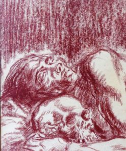 Juan Barba - "El sueño eterno" dibujo lápiz sanguina papel, enmarcado