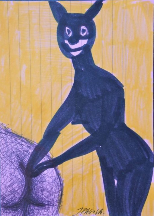 Javier Pagola - "Juegos privados" dibujo tinta y acrílico papel, enmarcado