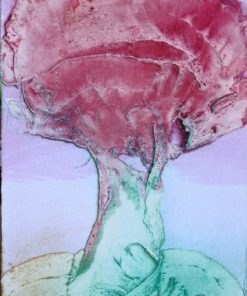 Antonio Suarez - "Arbol de copa rosa" pintura original técnica mixta cartulina