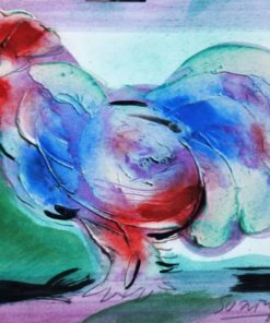 Antonio Suarez - "Ave del corral" pintura original técnica mixta cartulina