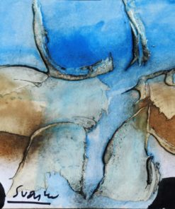 Antonio Suarez - "Azul emergente" pintura original técnica mixta cartulina