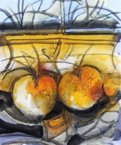 Antonio Suarez - "Bodegón de fruta" pintura original técnica mixta cartulina