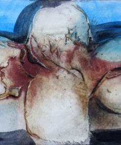 Antonio Suarez - "Cerca del aluvión" pintura original técnica mixta cartulina