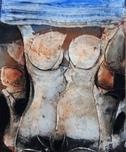 Antonio Suarez - "Mujer desvistiendose" pintura original técnica mixta cartulina