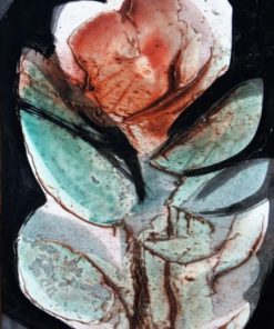 Antonio Suarez - "Flor nocturna" pintura original técnica mixta cartulina