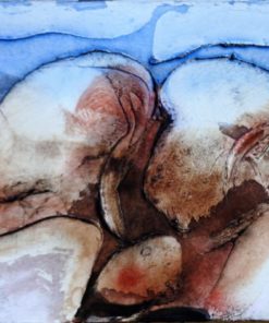 Antonio Suarez - "Rocas y nubes" pintura original técnica mixta cartulina