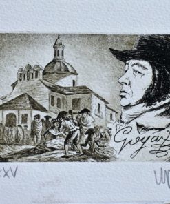 Ramiro Undabeytia - "Goya y la ermita de San Antonio de la Florida" grabado aguafuerte, enmarcado