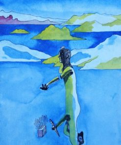 Jorge Castillo 1966 - "Sobre un mar de hielo" dibujo original tinta y acuarela cartulina