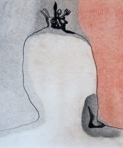 Jorge Castillo 1967 - "Cabeza amueblada" dibujo tinta y acuarela cartulina